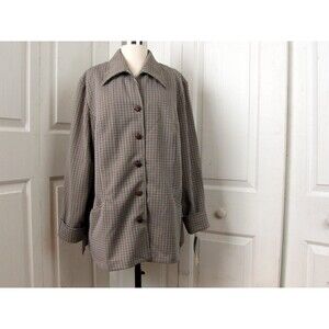Vintage 70s Brown Plaid Check Jacket Ample Togs California Macys Size 42 NWT